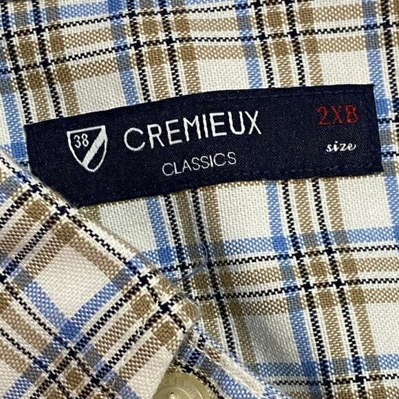 Daniel Cremieux Plaid Shirt Size 2XB Blue Beige White Button-Down Big & Tall - Picture 7 of 9